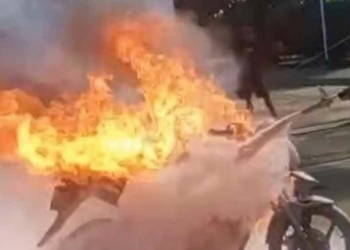 Usai Isi BBM, Sepeda Motor Terbakar di SPBU Ciledug Cirebon